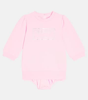 Baby logo cotton dress and bloomers set | Balmain Kids