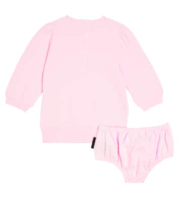 Baby logo cotton dress and bloomers set | Balmain Kids