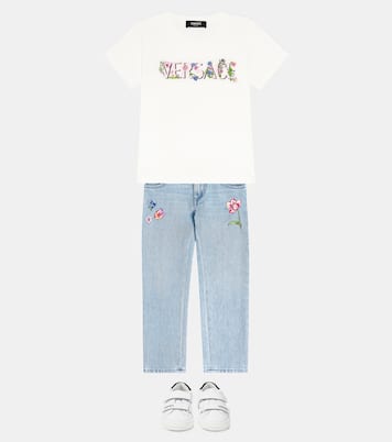 Blossom 엠브로이더리 테이퍼드 진 | Versace Kids