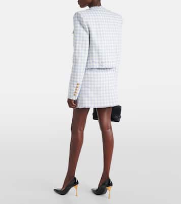 Chaqueta de tweed de algodón a cuadros | Balmain