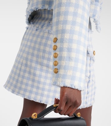 Chaqueta de tweed de algodón a cuadros | Balmain