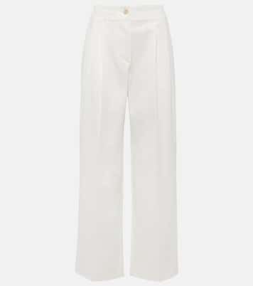 Pantalones anchos de sarga de algodón de tiro alto | Toteme