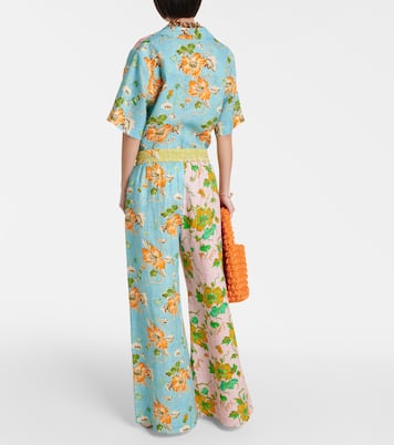 Pantalones anchos de lino floral | Alémais