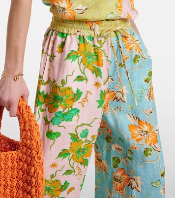 Pantalones anchos de lino floral | Alémais