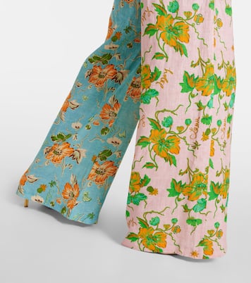 Pantalones anchos de lino floral | Alémais