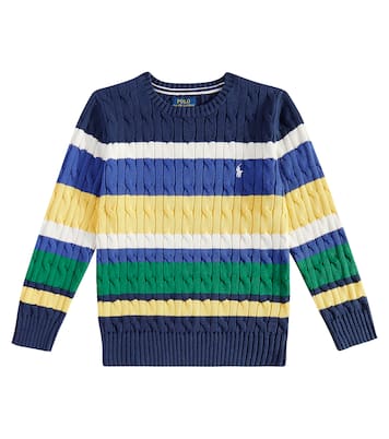 Striped cable-knit cotton sweater | Polo Ralph Lauren Kids