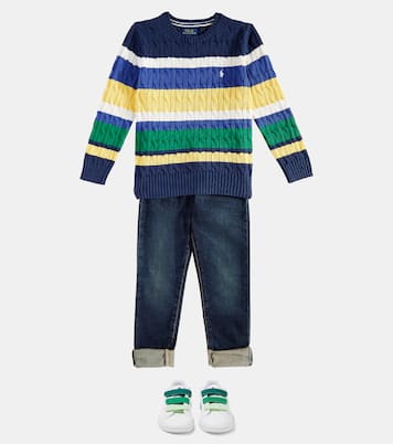 Striped cable-knit cotton sweater | Polo Ralph Lauren Kids