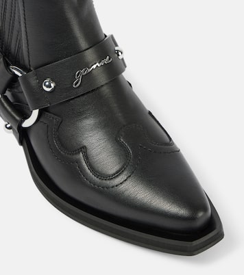 Bottines santiags brodées en cuir synthétique | Ganni