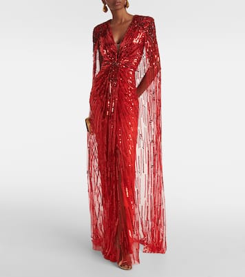 Gold Rush sequined caped gown | Jenny Packham