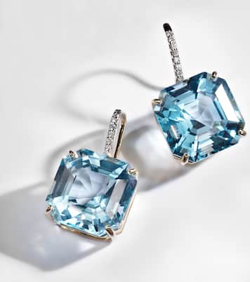 Boucles d'oreilles en or 14 ct, diamants et topaze | Mateo