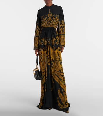 فستان سهرة من الكريب الجيرسيه بطبعات | Etro