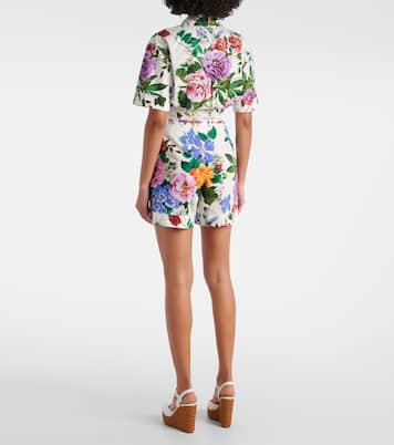 Chemise raccourcie en coton à fleurs | Dolce&Gabbana