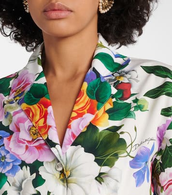 Chemise raccourcie en coton à fleurs | Dolce&Gabbana