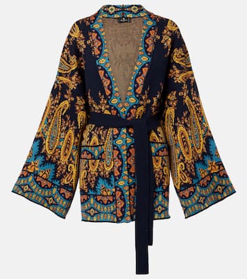 Jacquard cotton-blend wrap cardigan | Etro
