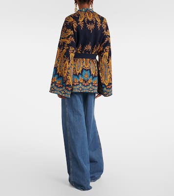 Jacquard cotton-blend wrap cardigan | Etro