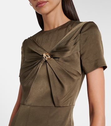 Gathered crêpe satin midi dress | Roland Mouret