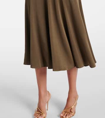 Gathered crêpe satin midi dress | Roland Mouret