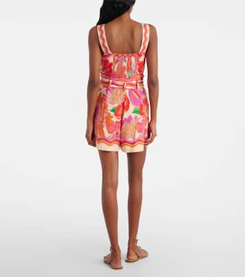 Spring Affair printed linen-blend romper | Farm Rio