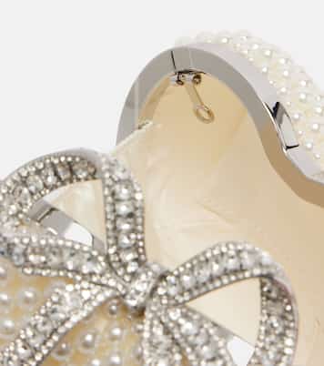 Heart Mini faux pearls-embellished clutch | Self-Portrait