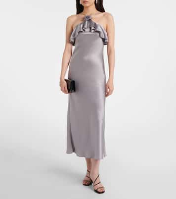 Floral-appliqué silk charmeuse slip dress | Rodarte