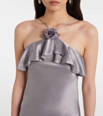 Floral-appliqué silk charmeuse slip dress | Rodarte