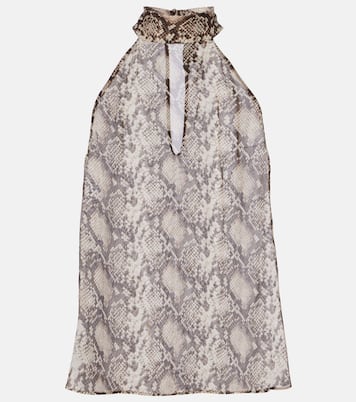 Alla 스네이크 프린트 홀터넥 실크 탑 | Nili Lotan