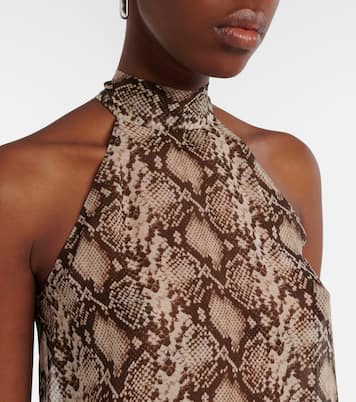 Alla 스네이크 프린트 홀터넥 실크 탑 | Nili Lotan