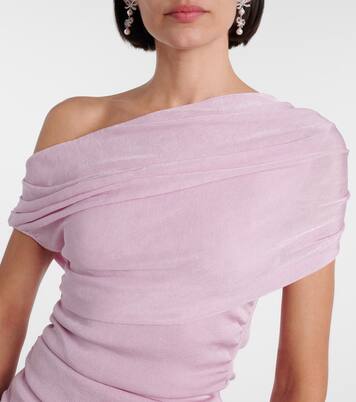 Asymmetric draped midi dress | Self-Portrait