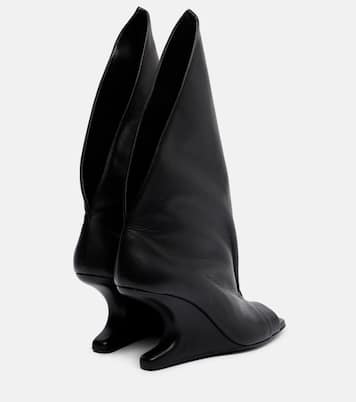 Cantilever leather peep-toe boots | Rick Owens