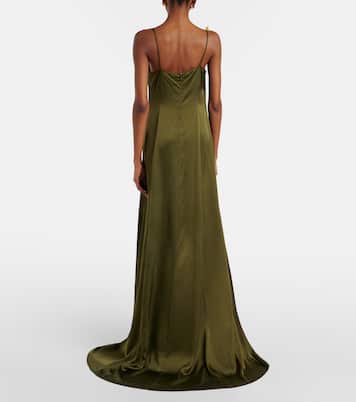 فستان سهرة من الساتان مع أبليكيه | Blumarine