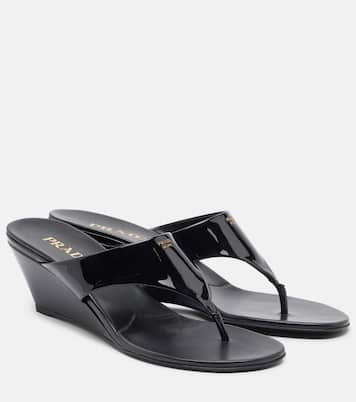 Patent leather thong sandals | Prada