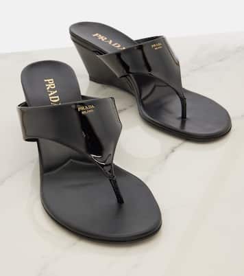 Patent leather thong sandals | Prada