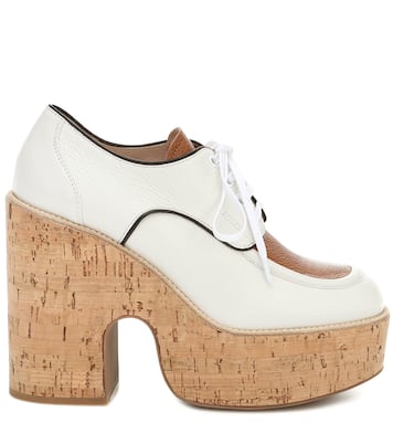 Leather and cork platforms | Miu Miu