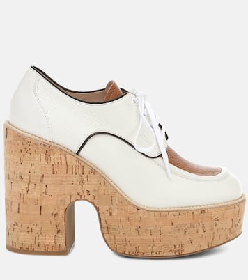 Leather and cork platforms | Miu Miu