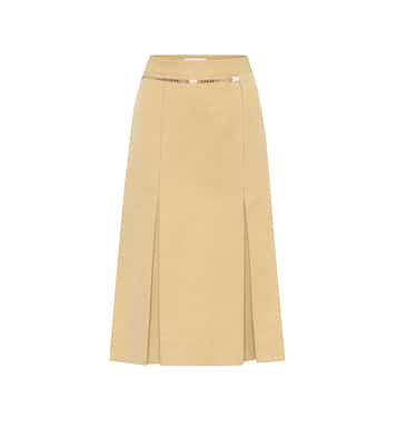 Falda midi de lino y algodón | Victoria Beckham