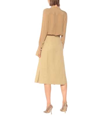 Falda midi de lino y algodón | Victoria Beckham