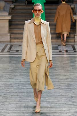 Falda midi de lino y algodón | Victoria Beckham