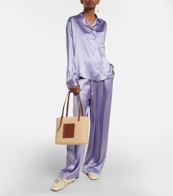 Paula's Ibiza - Shopper Anagram Small in rafia e pelle | Loewe