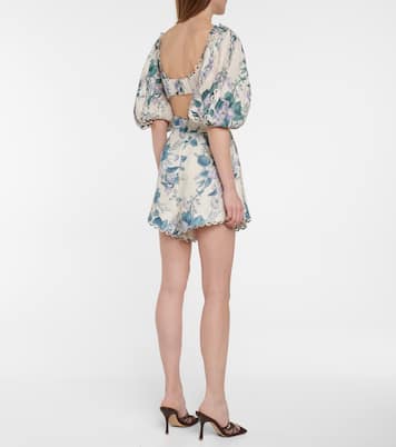 Cassia floral linen crop top | Zimmermann