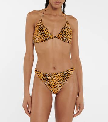 Leopard print halterneck bikini top | Ganni