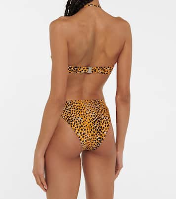 Leopard print halterneck bikini top | Ganni