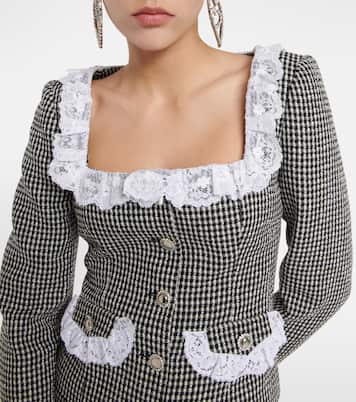 Veste en tweed à carreaux et dentelle | Alessandra Rich