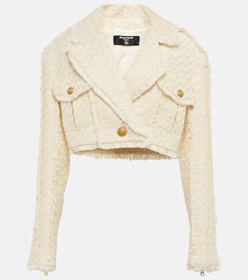 Giacca cropped in tweed di misto cotone | Balmain