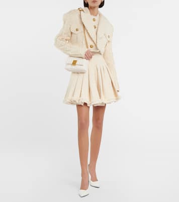 Giacca cropped in tweed di misto cotone | Balmain