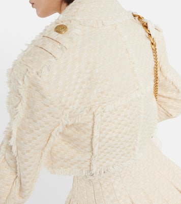 Giacca cropped in tweed di misto cotone | Balmain