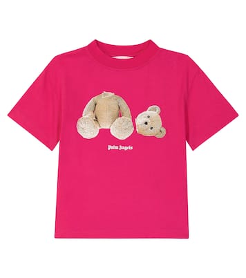 Printed cotton jersey T-shirt in pink - Palm Angels Kids