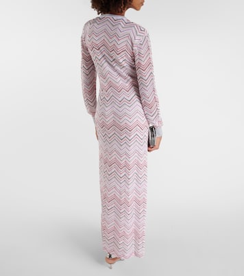 Vestido largo de punto metalizado en zigzag | Missoni