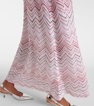 Vestido largo de punto metalizado en zigzag | Missoni