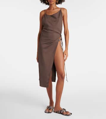 Robe midi froncée fendue sur le côté | The Attico