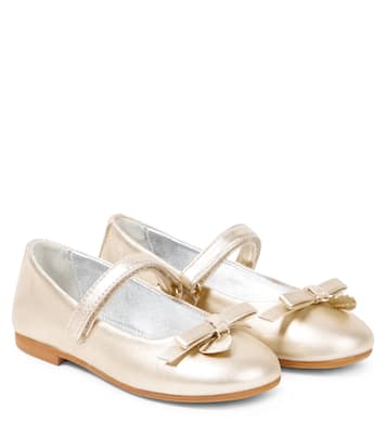 Ballerine Mary Jane in pelle con fiocco | Monnalisa